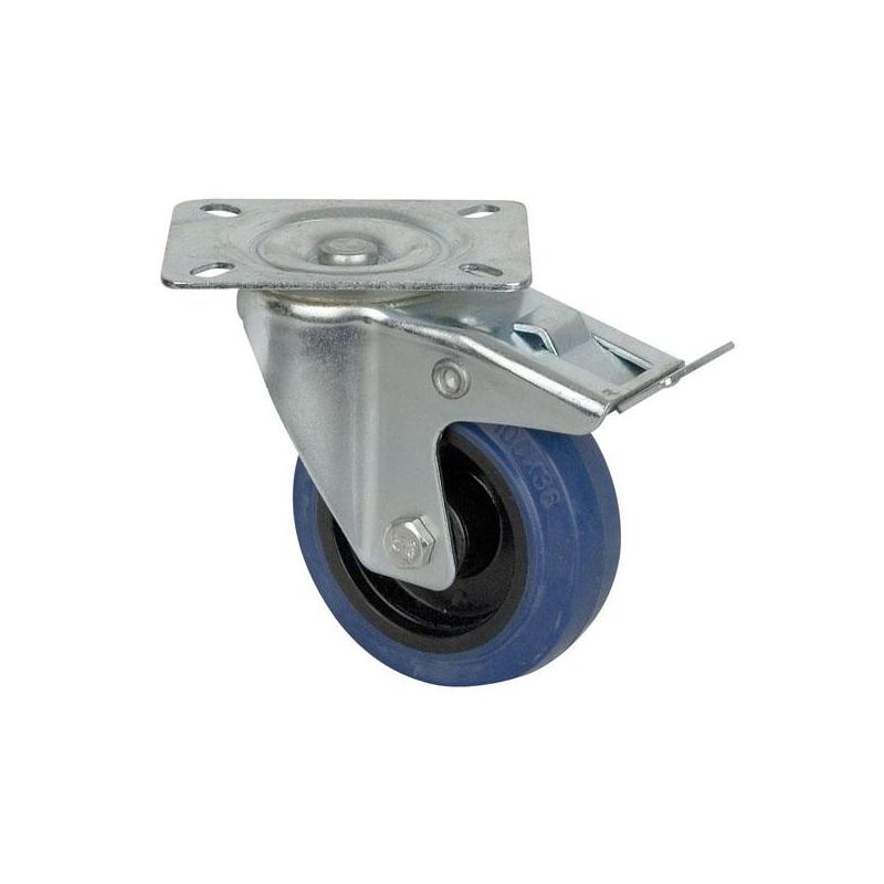 Blue Wheel, 100 mm zwenkwiel met rem
