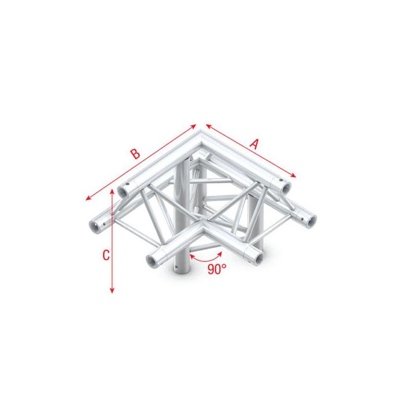 Milos PRO-30 G-truss 3-weg 90° hoekstuk Apex Up Right inclusief connectoren