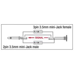 XGA43 - Mini Jack/M mono - Mini Jack/F stereo adapter Xcaliber