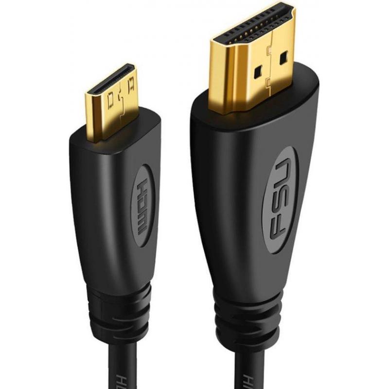 HDMI Micro D Male naar HDMI A Male verguld met 2 mtr. kabel
