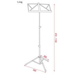 Showgear Music Stand Staal 470-1150mm