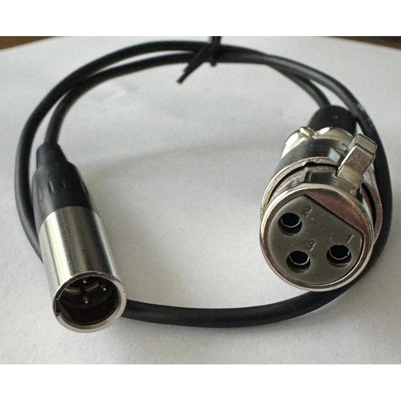 Mini XLR 3 pin male naar XLR 3 pin female audiokabel 0,5 mtr. 3,0mm diam.