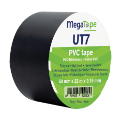 MegaTape PVC Tape UT7 Zwart - 50 mm / 33 m