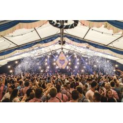 Showgear Handheld Confettikanon Pro 80 cm, blauw/wit, brandvertragend en biologisch afbreekbaar