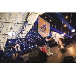 Showgear Handheld Confettikanon Pro 80 cm, blauw/wit, brandvertragend en biologisch afbreekbaar