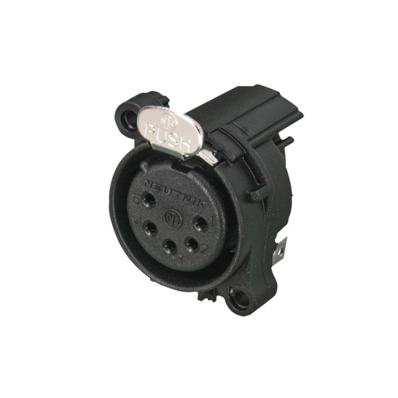 Neutrik XLR 5P Chassis - female Verzilverde contacten - ABS-behuizing - horizontale PCB-bevestiging