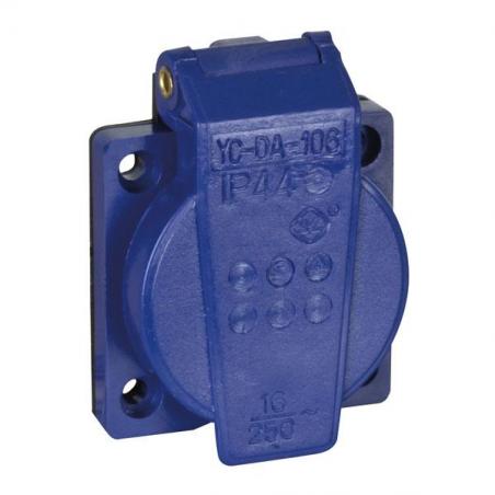 230V/240V VDE chassis connector with cover blauw